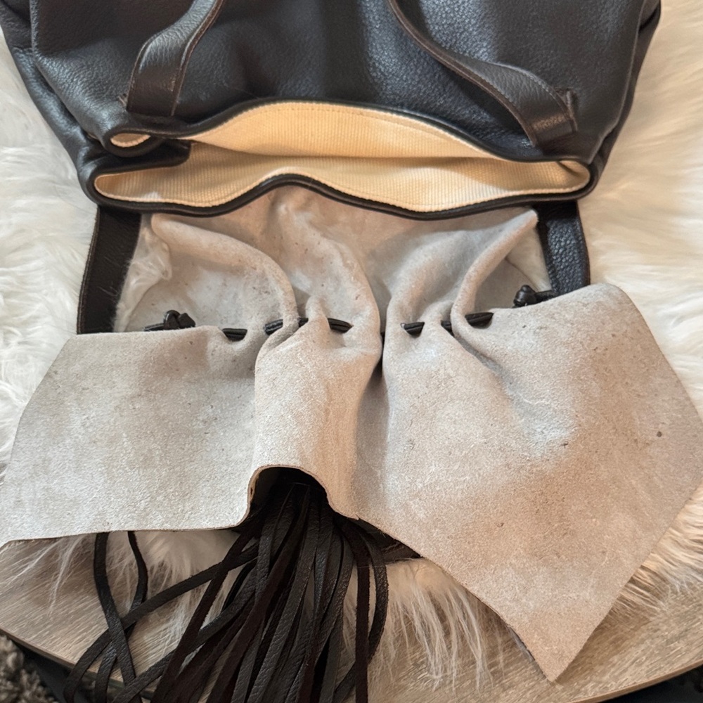 Viva Bags USA πΊπΈ Brown Leather Shoulder Bag with Leopard Flap & Horn/Tassel - Picture 5 of 16